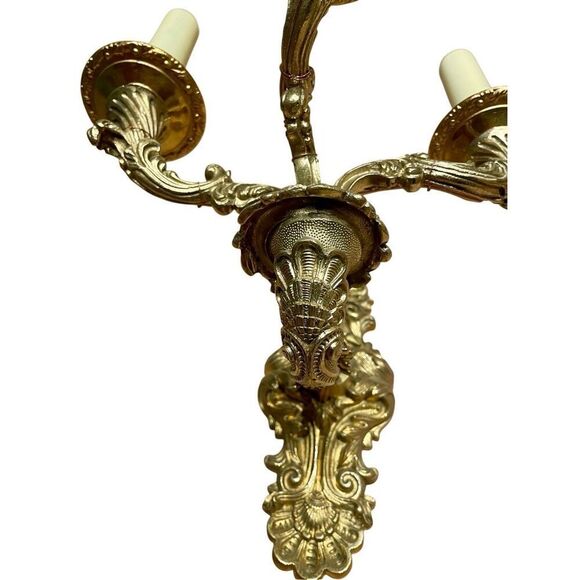Vintage Spanish Gilded Brass 2-light Sconce - Picture 6 of 7